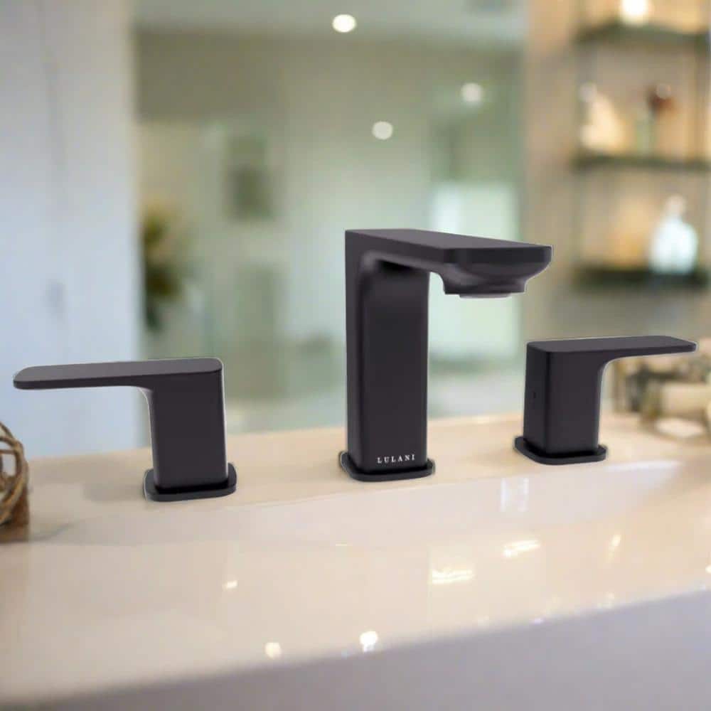 Corsica Matte Black 8" Widespread Brass Bathroom Faucet