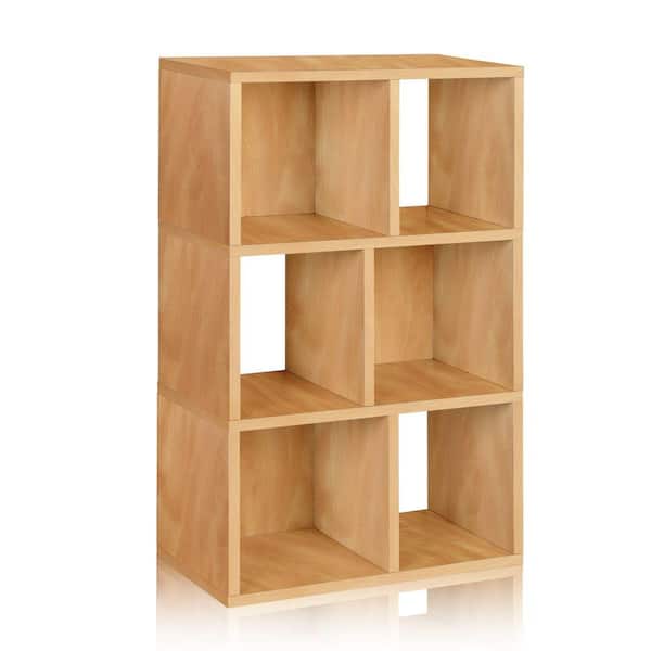 Way Basics Laguna 3-Shelf 12 x 22.8 x 36.8 zBoard  Bookcase, Tool-Free Assembly Cubby Storage in Natural Wood Grain