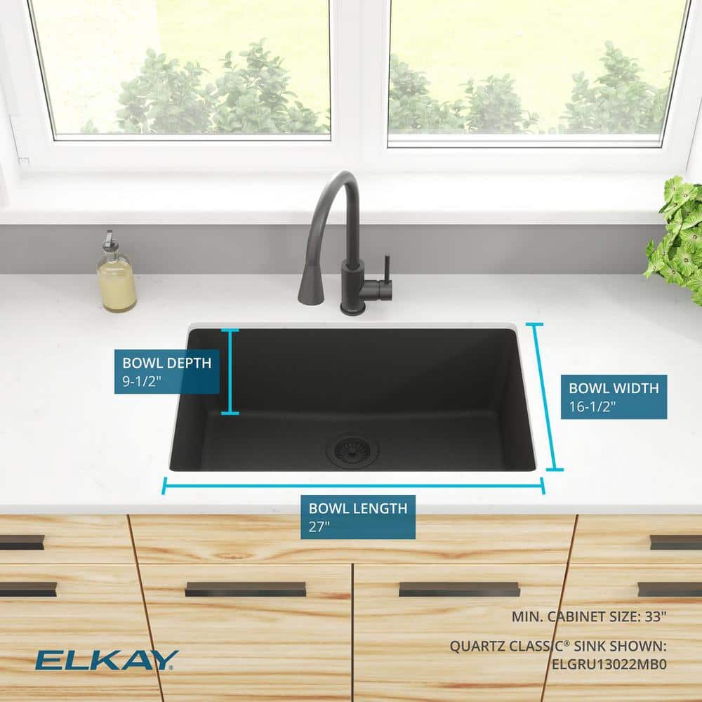 Matte Black Quartz Single Bowl Undermount Sink
