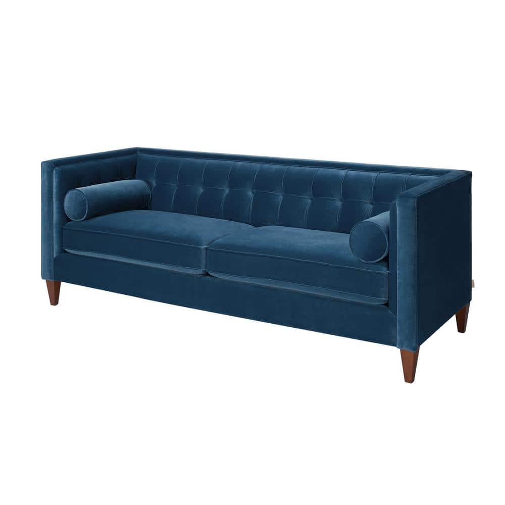 Jack 84" Teal Blue Velvet Tufted Tuxedo Sofa