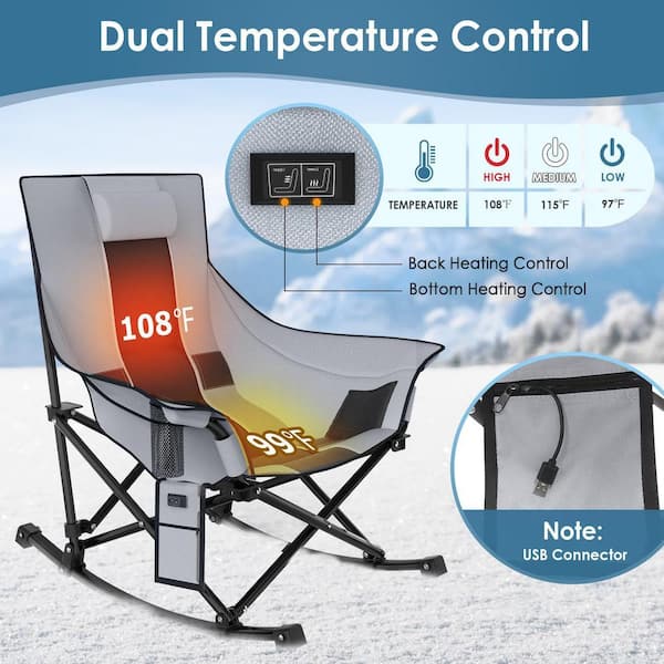 SEEUTEK Outdoor Patio Oversized Foldable Heated Rocking Camping