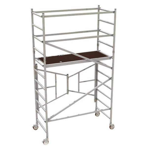 MetalTech 6 ft. x 5.4 ft. x 2.6 ft. Easy-Set Scaffold Tower with Guardrails 800 lbs. Load Capacity
