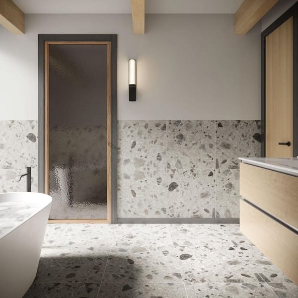 Luxe Terrazzo Pavement 8 in. x 0.35 in. Terrazzo Look Matte Porcelain Floor and Wall Tile Sample