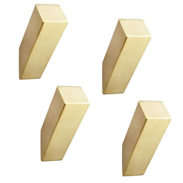 Modern Square J-Hook Robe and Towel Hook in Brushed Gold for Bathroom, Livingroom and Hotel (4 Pack)
