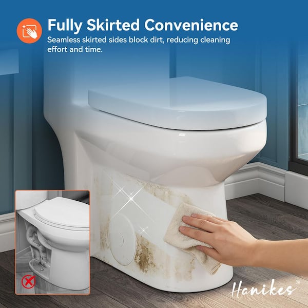 マイ ウォシュレット Hanikes One-Piece 1.1/1.6 GPF Dual Flush Round Toilet in White
