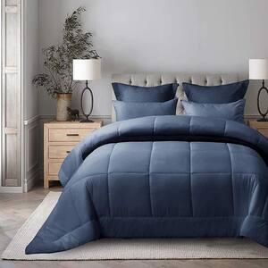 3-Piece Blue All Season Down Alternative King Ultra Soft 100% Microfiber Polyester Comforter Duvet Insert
