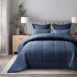 3-Piece Blue All Season Down Alternative Full Ultra Soft 100% Microfiber Polyester Comforter Duvet Insert