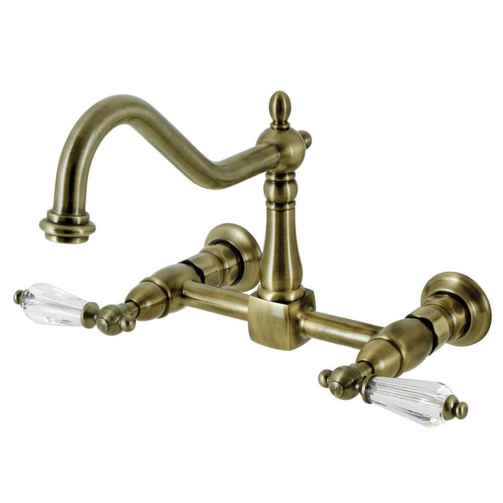 Kingston Brass Wilshire 2Handle Wall Mount Kitchen Faucets in Antique