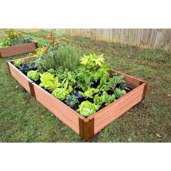 Frame It All Two Inch Series 4 ft. x 8 ft. x 11 in. Classic Sienna  Composite Raised Garden Bed Kit 300001091 - The Home Depot