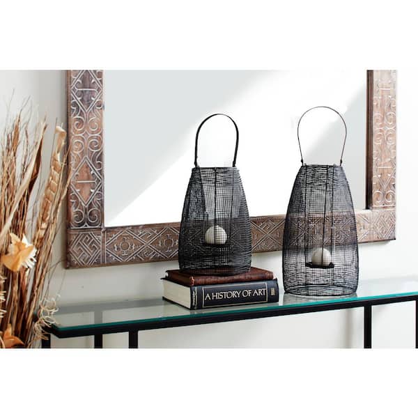 Black Metal Modern Candle Lantern