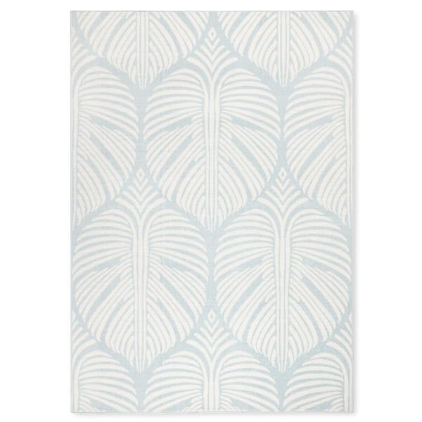 Tommy Bahama Lanai Palm Leaves Blue/Ivory 8 ft. x 10 ft. Indoor Outdoor Area Rug