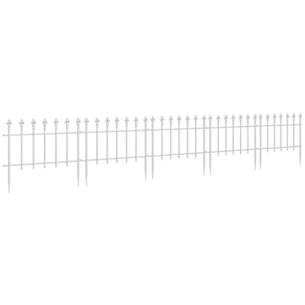 Metal Decorative Garden Fence, 9.2 ft. x 17.25 in. 5-Pack Steel Decorative Border Fence for Landscape, White