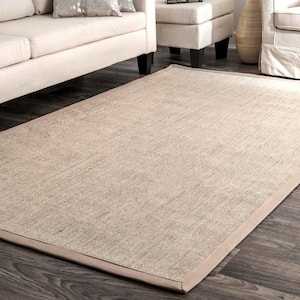 Maryjo Bordered Sisal Jute Beige 8 ft. x 10 ft. Area Rug