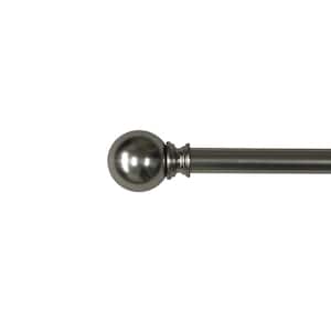 36 in. - 72 in. Adjustable 1- 1/8 in. Single Curtain Rod in Nickel with Ball Finial