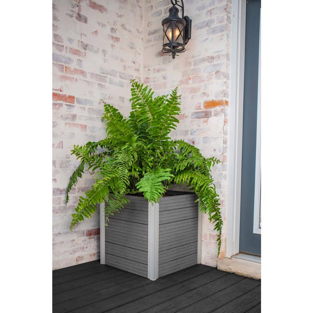 Urbana 22" Slate Gray Vinyl Cube Planter