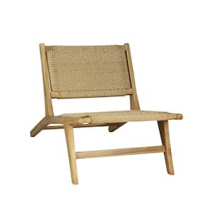 Parker Mid-Century Modern Woven Seagrass Wood Armless Lounge Side Chair, Natural