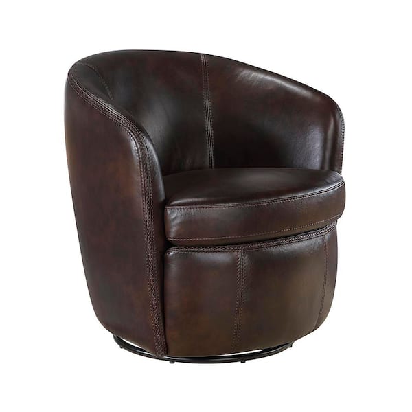 Genevieve Bronze Leather Upholstery Swivel Arm Chair