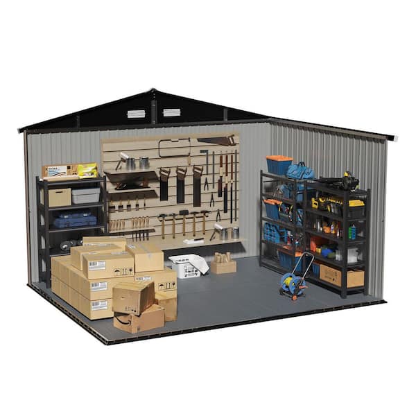Sizzim 9 ft. W x 7 ft. D Metal Storage Shed with Floor, Air Vents