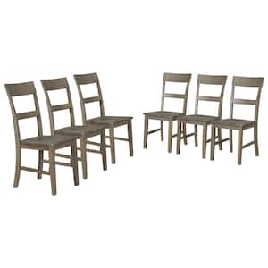 Gray Wood Dining Chairs Side Chair (Set of 6)