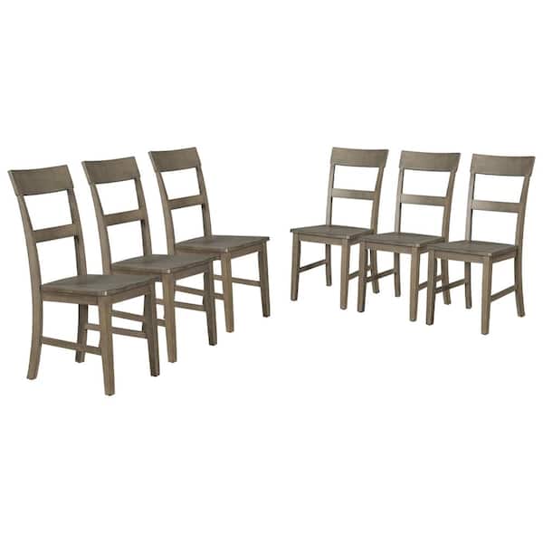 Wateday Gray Wood Dining Chairs Side Chair (Set of 6)