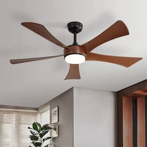 52 in. Indoor/Outdoor Integrated LED Black Ceiling Fan with Light Kit and Remote Included