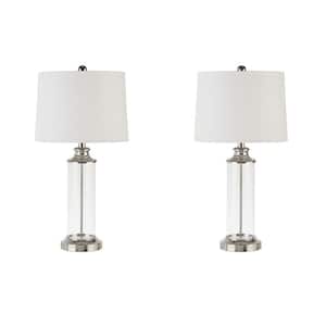 26 in. Sliver Clarity Glass Cylinder Table Lamp Set of 2