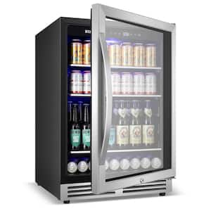 23.42 in. Single Zone 190 Can Beverage Cooler Refrigerator Built-in/Freestanding Silver Stainless Steel