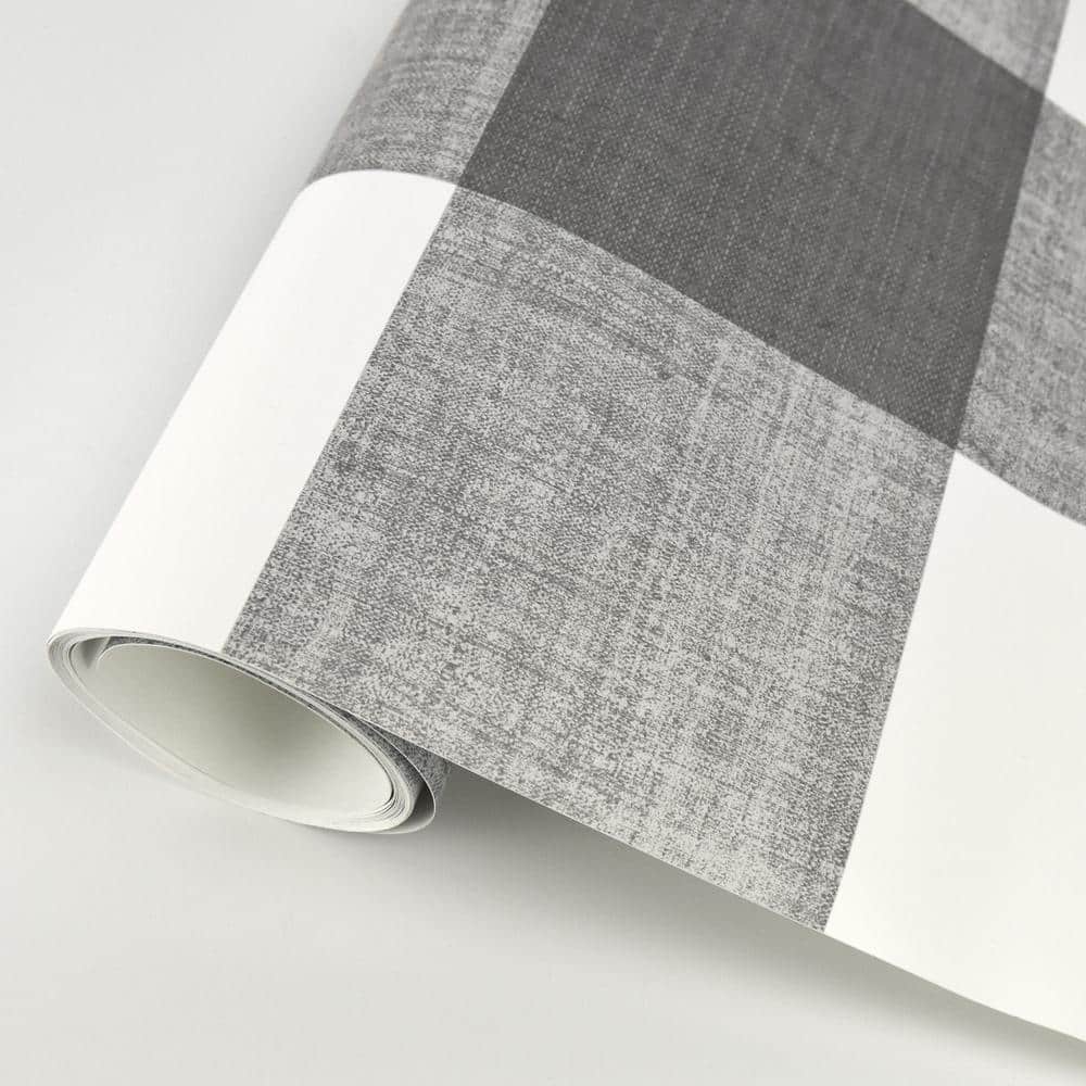 Grey and White Plaid Self-Adhesive Removable Wallpaper