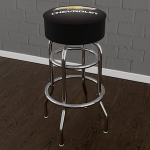 Chevrolet Logo 31 in. Yellow Backless Metal Bar Stool with Vinyl Seat