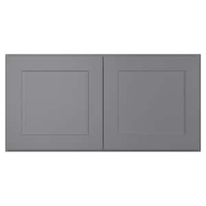 36 in. W x 12 in. D x 18 in. H in Shaker Gray Plywood Ready to Assemble Wall Cabinet 2-Doors Kitchen Cabinet