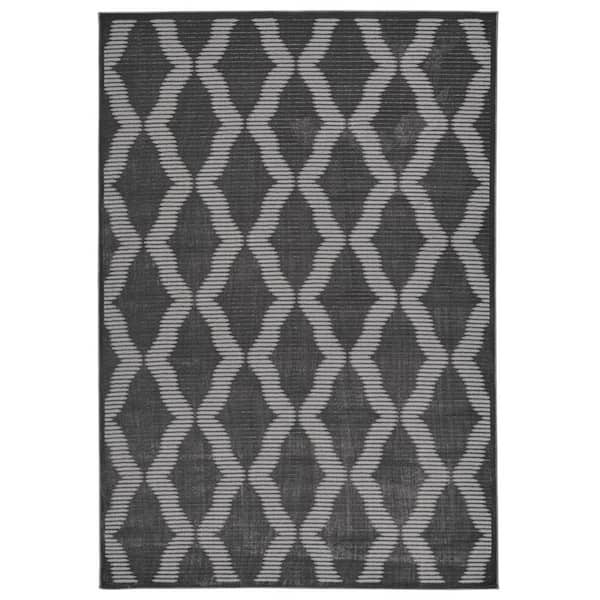 HomeRoots 8 x 11 Gray, Brown Geometric Area Rug