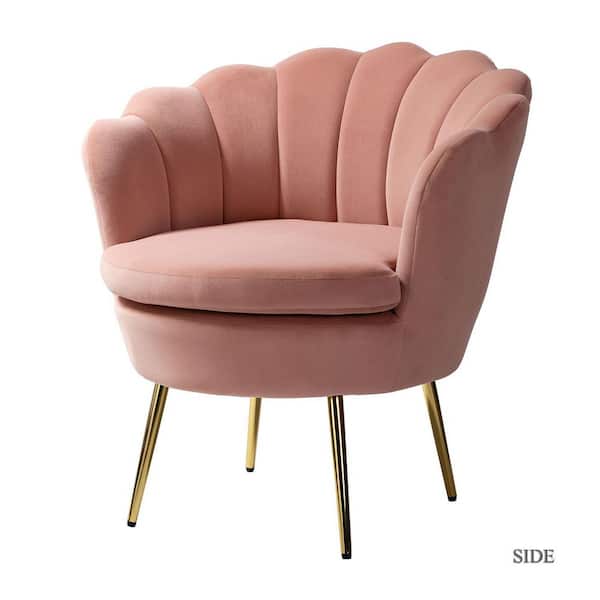 Fidelia Pink Velvet Barrel Chair with Tufted Back (Set of 1)