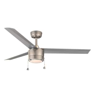 Tritour 52 in. Integrated LED Indoor Brushed Nickel Ceiling Fan with White Color Changing Light Kit