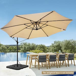 12 ft. Steel Cantilever Offset Outdoor Patio Umbrella with Crank in Beige