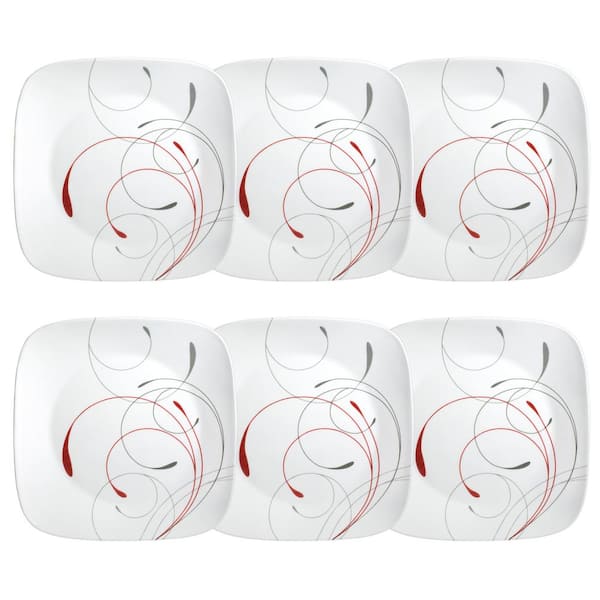 Corelle Splendor Vitrelle; Square Splendor Vitrelle 6-Piece Patterned White Glass Dinnerware Set (Service for 6)