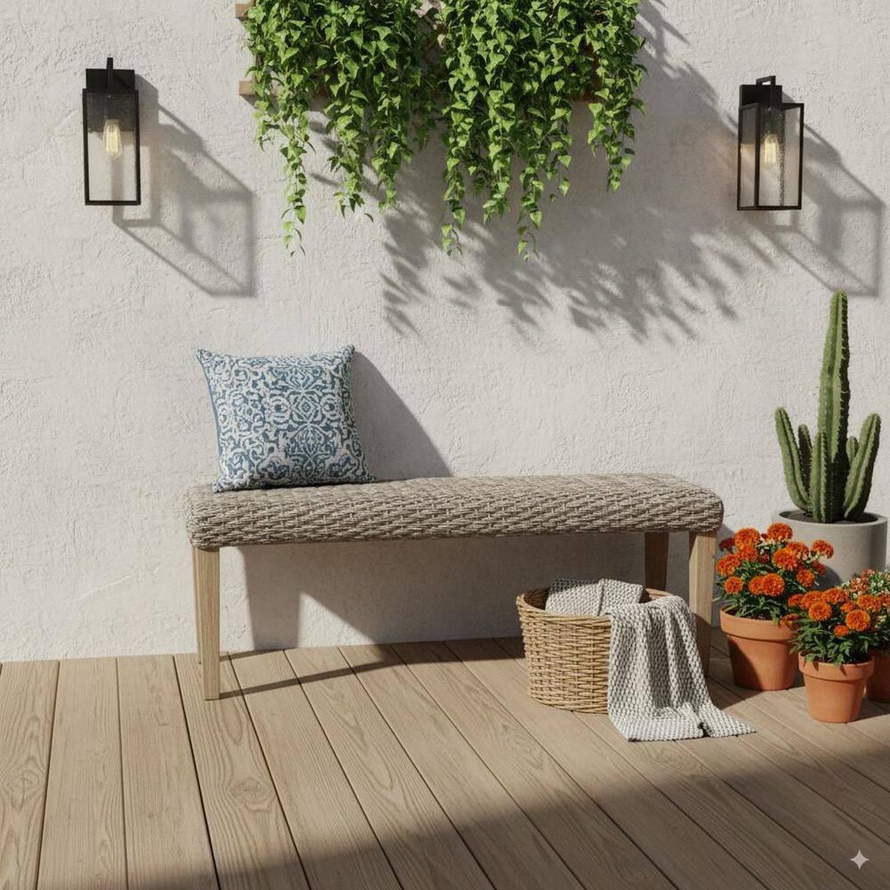 Naples Light Grey Acacia Wood Armless Water Resistant Wicker Outdoor Bench price history on PriceWatchPro