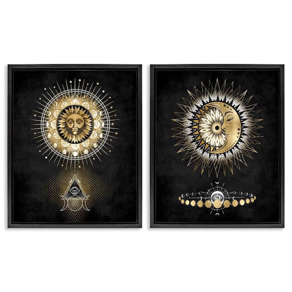 Stupell Industries Astral Eye and Moon Phases by Oliver Jeffries 2-Pieces Black Floater Frame Culture Graphic Art Print 21 in. x 17 in.