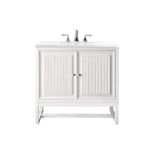 Athens 30.0 in. W x 23.5 in. D x 34.5 in. H Bathroom Vanity in Glossy White with White Zeus Quartz Top