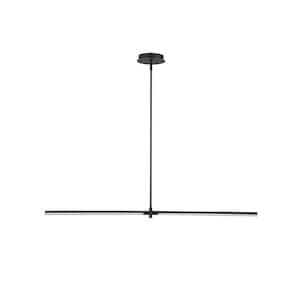 Neculina 2-Light Integrated LED Chandelier Modern Black Hanging Pendant Light Fixture for Kitchen Island