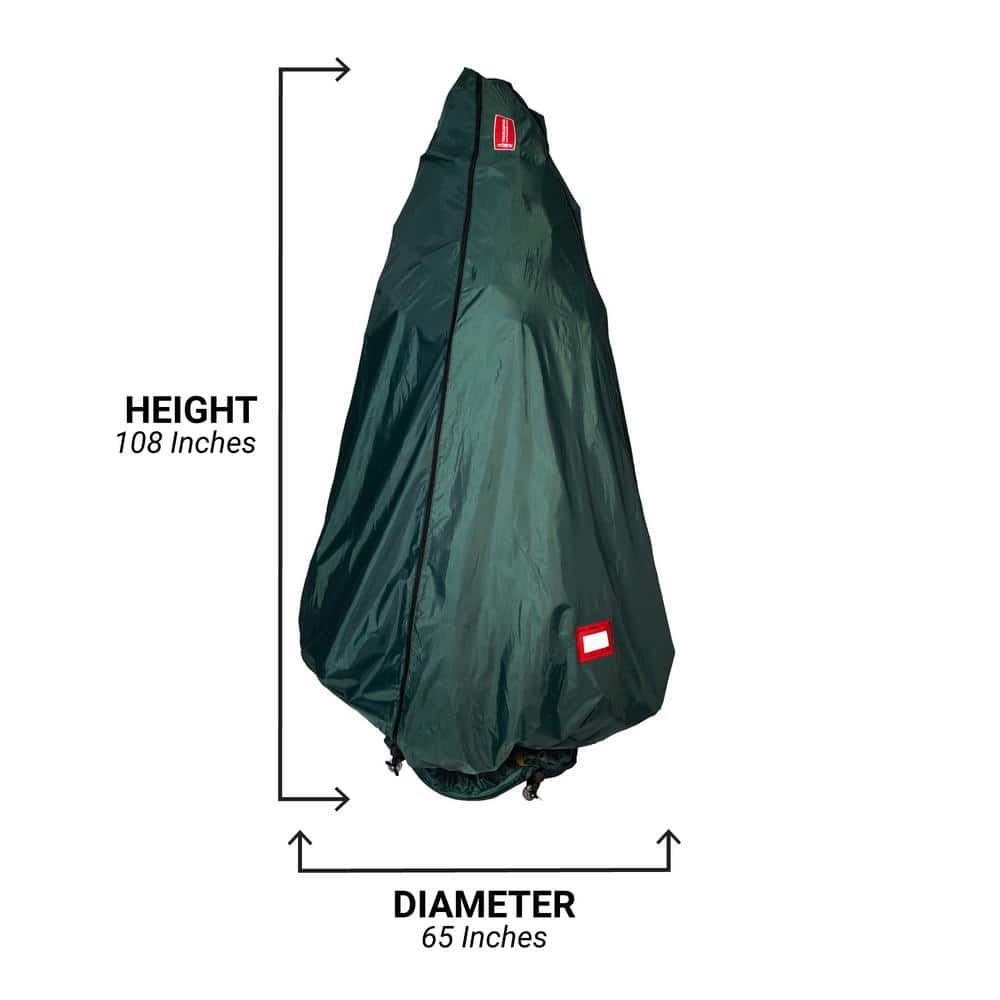 Green Polyester Upright Christmas Tree Storage Bag with Rolling Stand