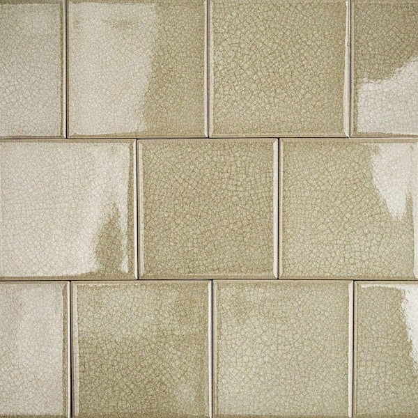Ivy Hill Tile Roman Selection Iced Tan Glass Mosaic Tile - 4 in. x 4 in. Tile Sample