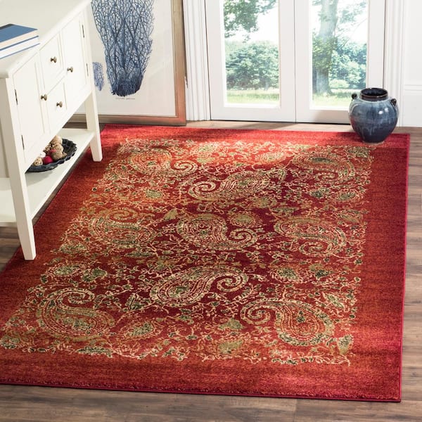 Lyndhurst Red/Multi 6 ft. x 9 ft. Border Area Rug