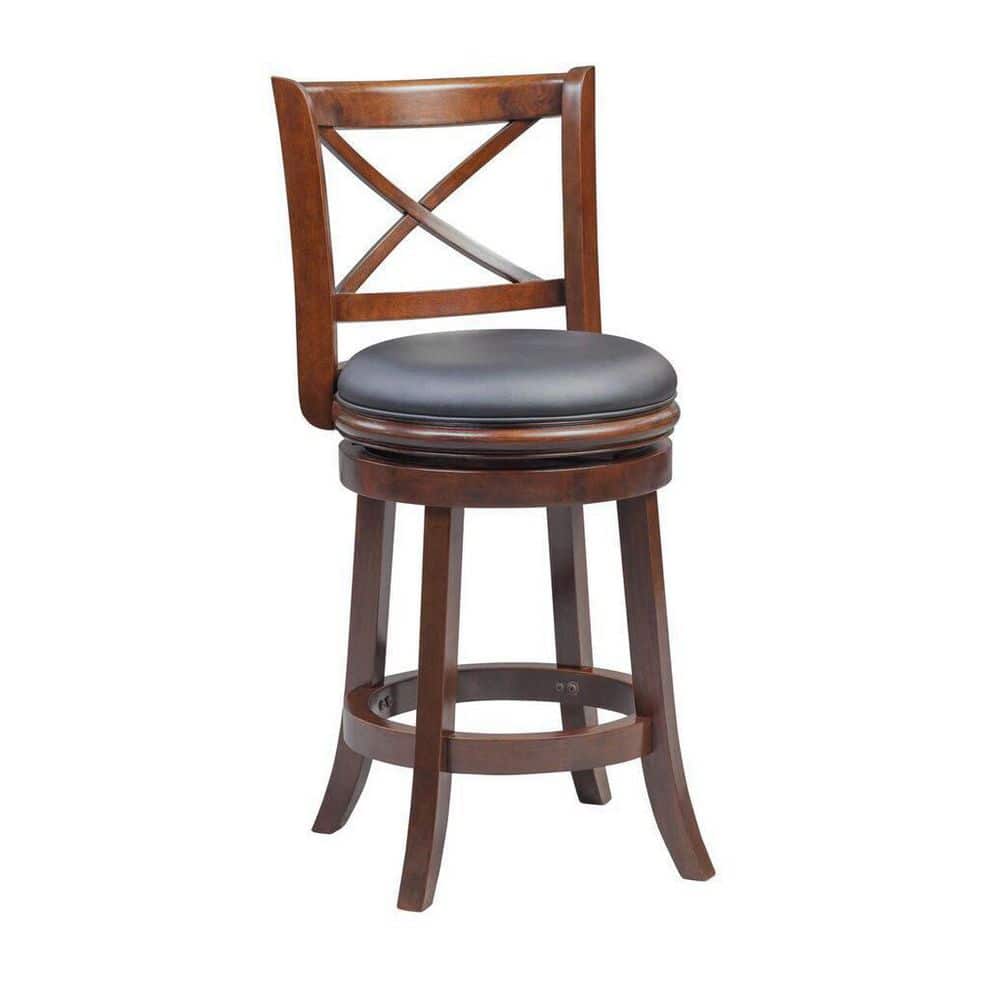 Cappuccino Swivel High Back Barstool with Faux Leather Cushion