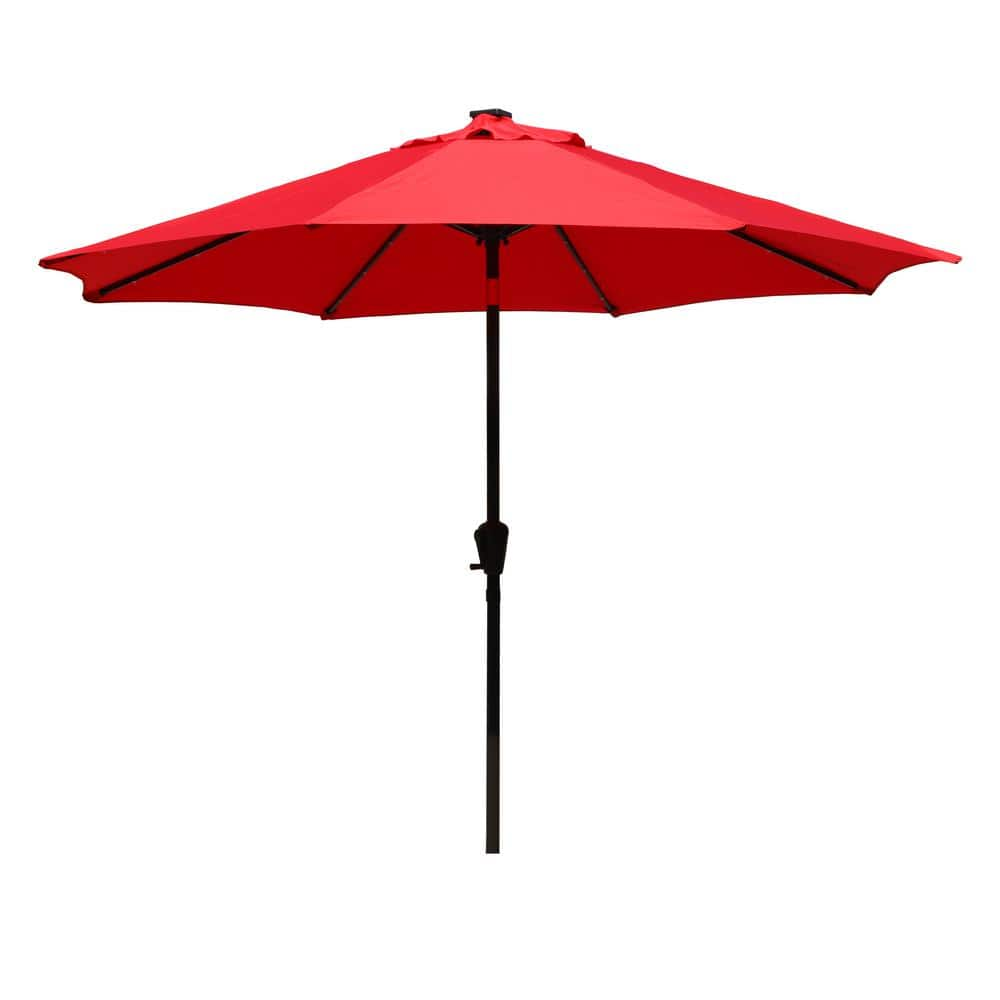 CASAINC 9 ft. Cast Aluminum Patio Market Umbrella with 32 LED Solar ...