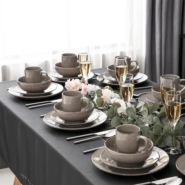 vancasso Navia Jardin Grey 32-Pieces Ceramic Dinnerware Set with