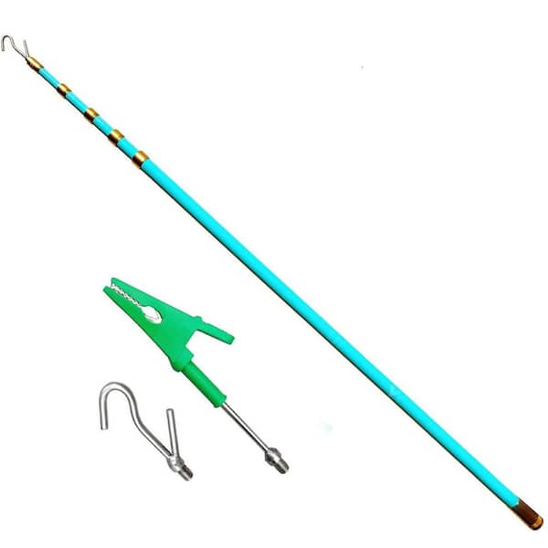 17 ft. High-Density Carbon Fiber Cable Wire Pull Push Telescopic Pole with Multi-Section Locking for Coax Electric Line