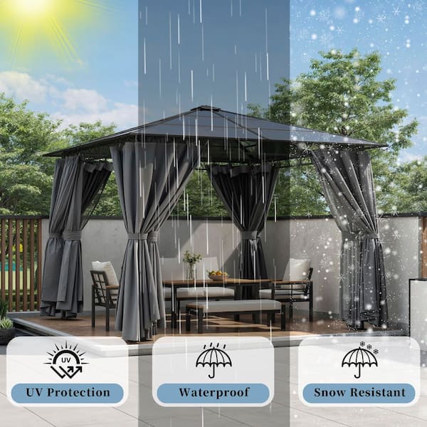 Tenleaf 10 ft. x 10 ft. Gray Hardtop Outdoor Gazebo with