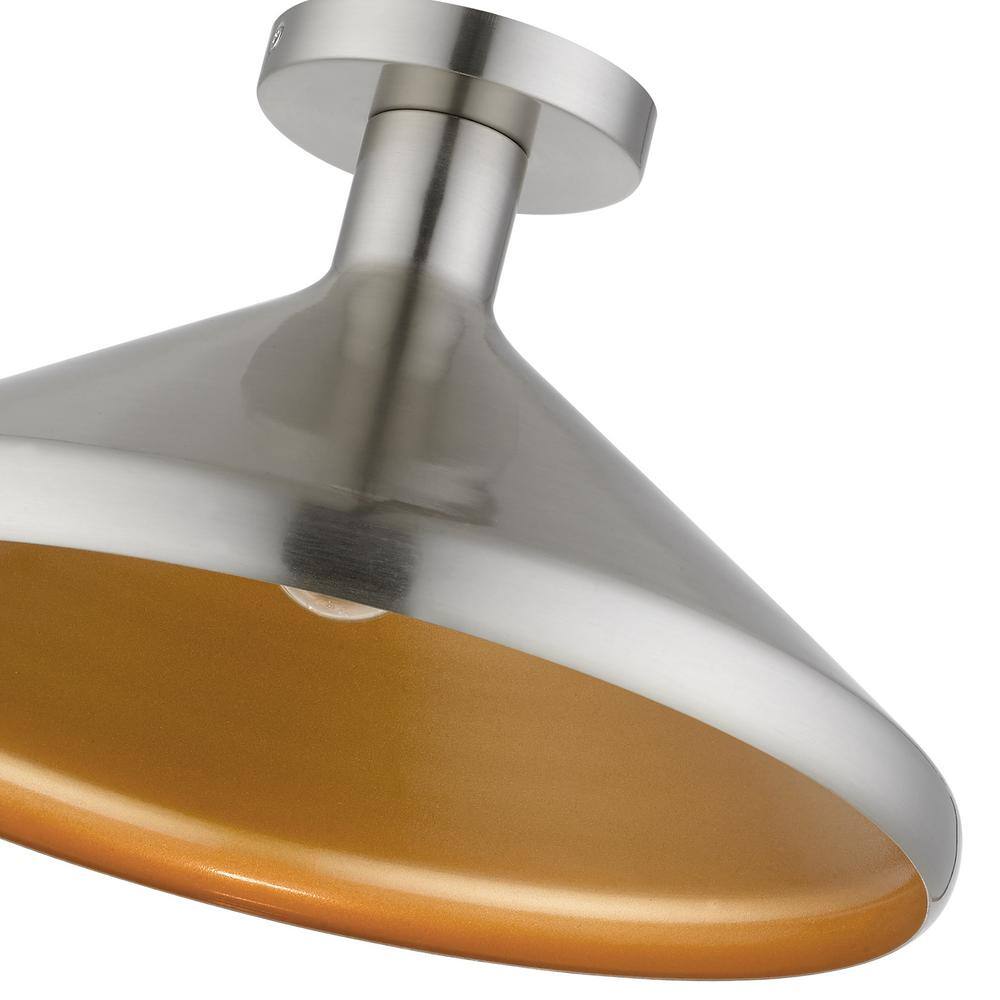 Geneva Brushed Nickel 1-Light Indoor/Outdoor Semi-Flush Mount