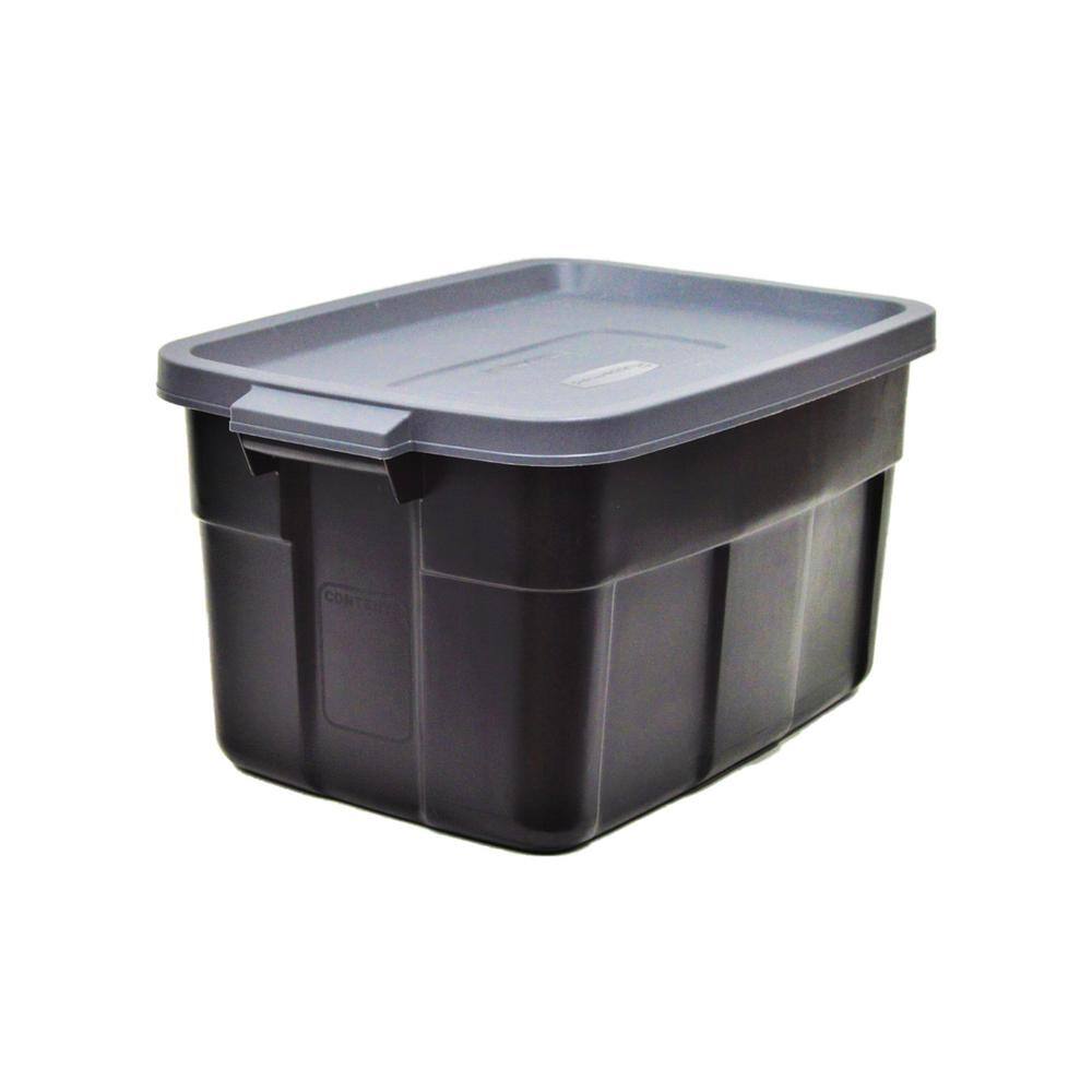 Black and Gray Stackable 14-Gallon Storage Totes with Lids - 6 Pack