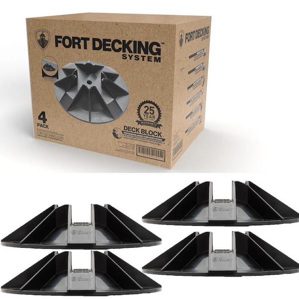4-Piece 4 x 4 Posts Black High Density Plastic Foundation Deck Blocks, Designed to 2 x 4,2x6, and 2 x 8 Joists and Beams